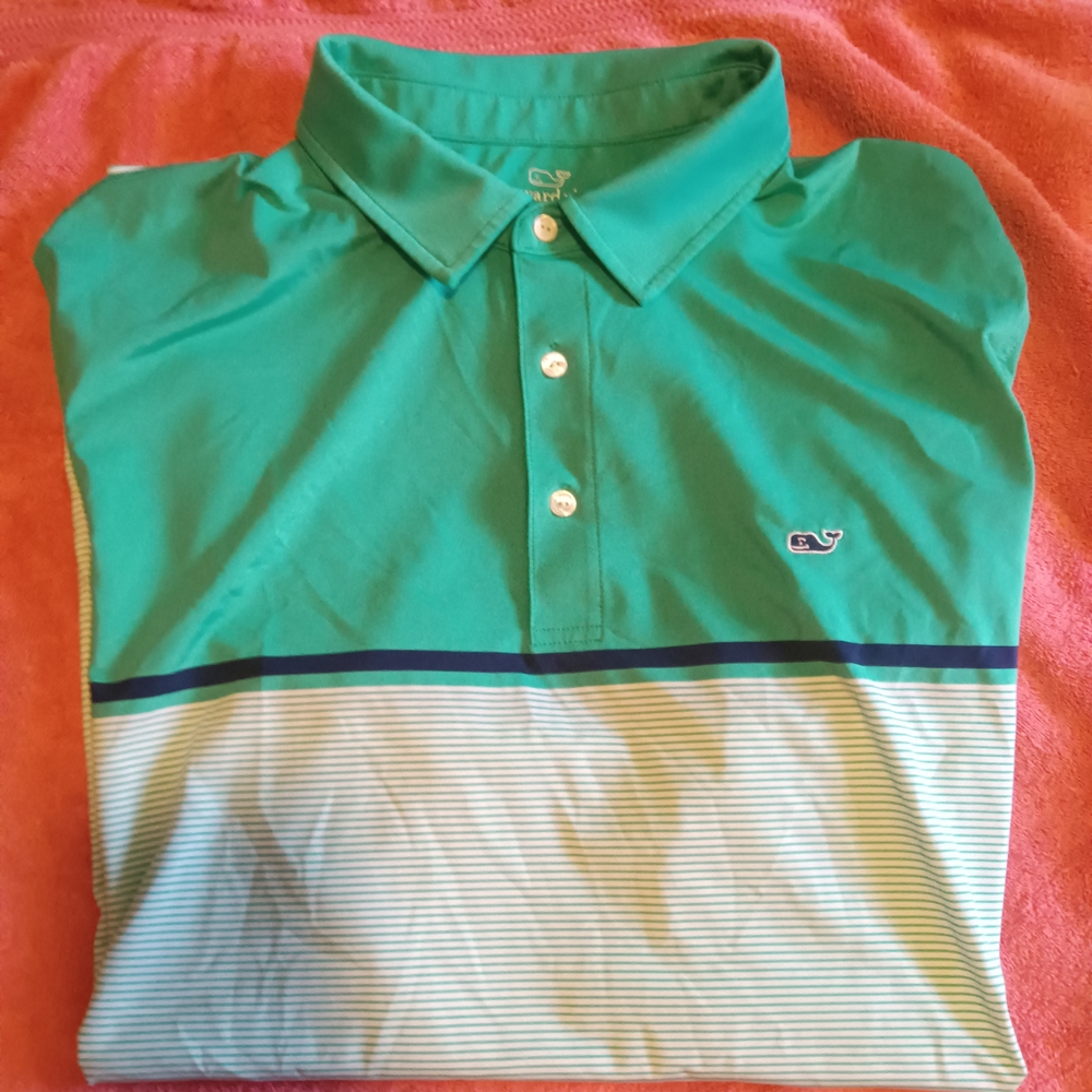 Vineyard Vines Green Striped Polo Shirt